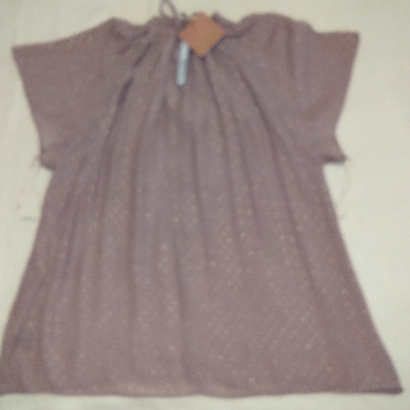 Harvé Benard 1X Mauve Rose Gold Dot Gauzy Top - Picture 8 of 11